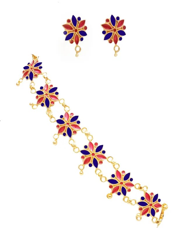 Assamese_Traditional_Red-Blue_Colour_Golpata_Jewellery_Set_For_Women
